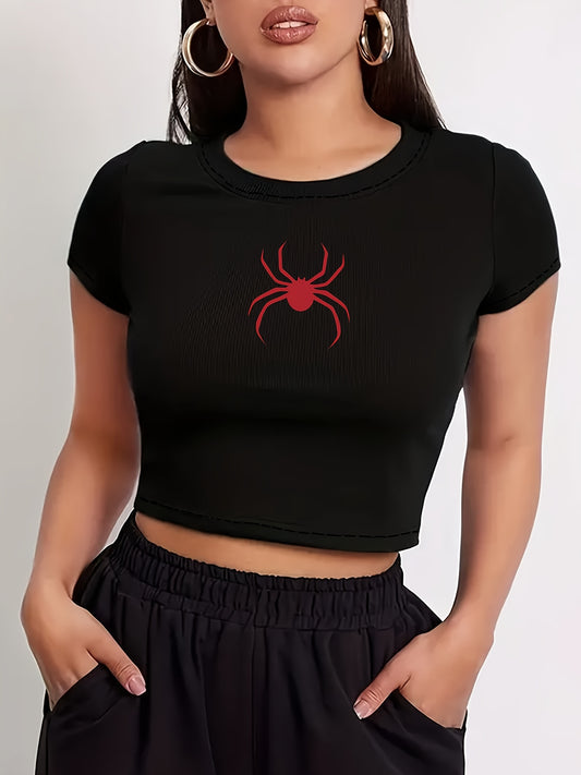 T-shirt Court Sportif avec Motif Araignée – Style et Performance au Quotidien