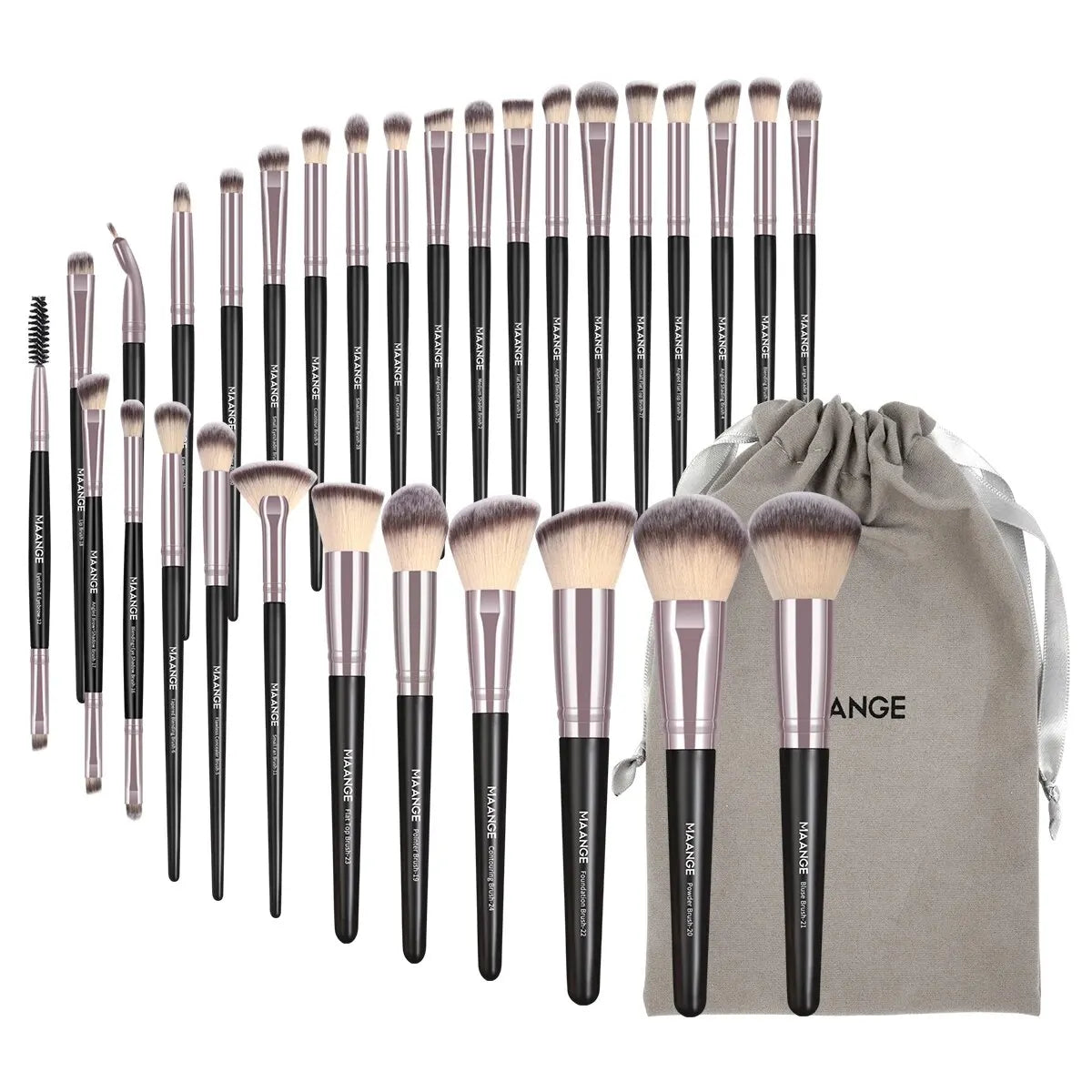 MAANGE – Set de 30 Pinceaux de Maquillage Professionnels avec Pochette