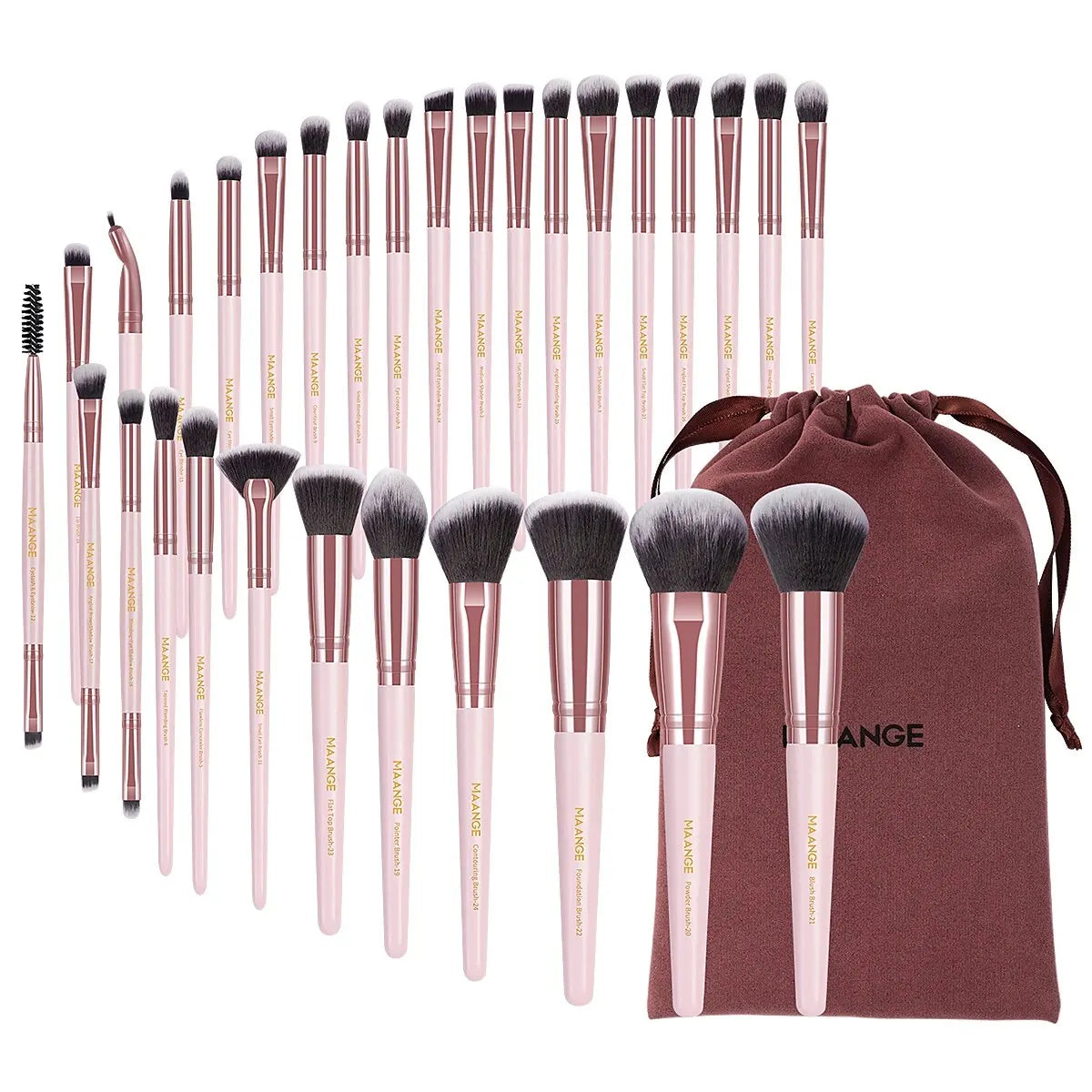 MAANGE – Set de 30 Pinceaux de Maquillage Professionnels avec Pochette